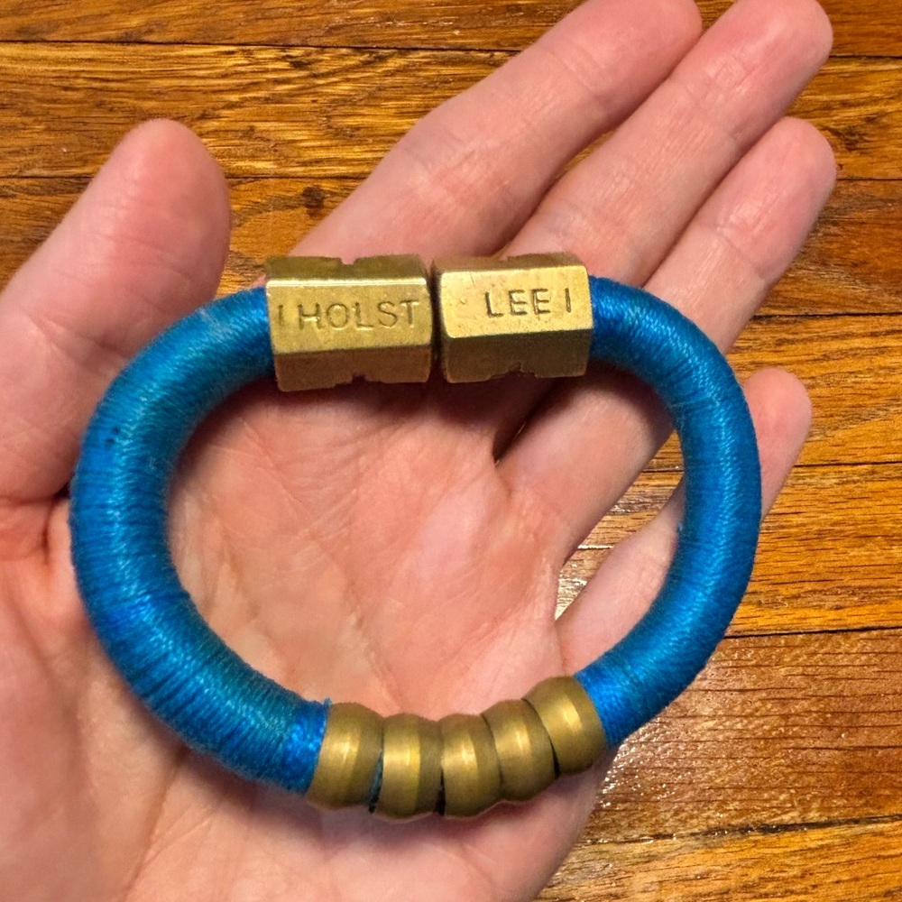 Holst + Lee Blue Wrapped Cord Bracelet with Brass Accents